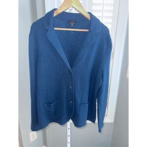 New Talbots Merino Wool‎ Teal Blazer Jacket XL Notched Collar Button Front